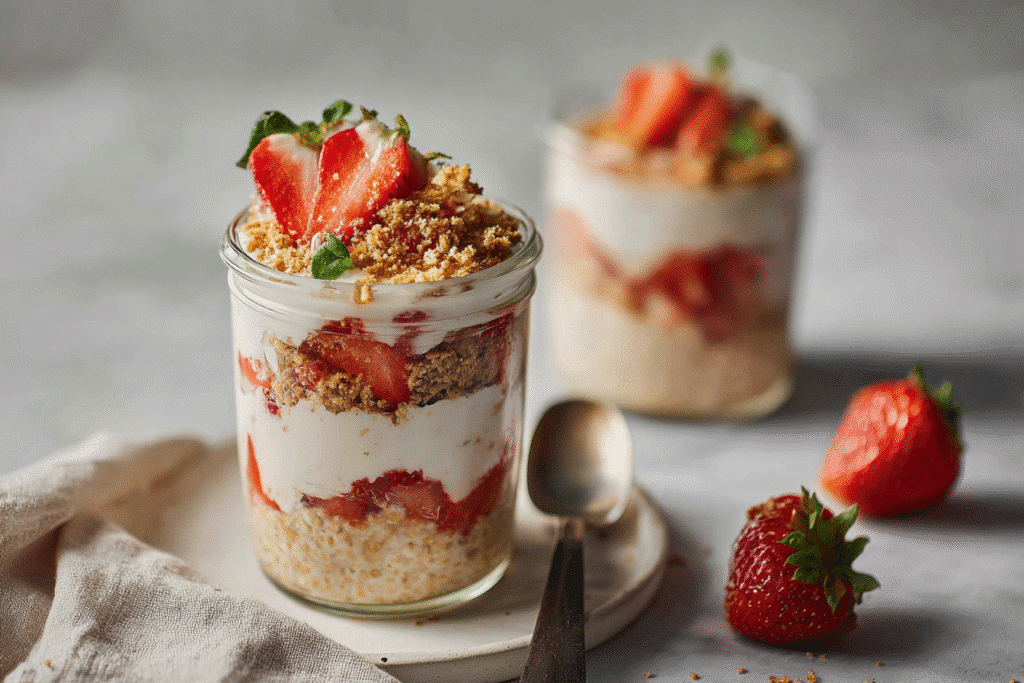 Strawberry Cheesecake Overnight Oats featured