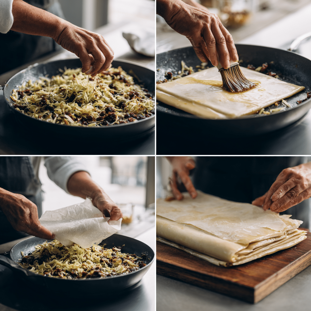 Sweet Cabbage Strudel with Raisins and Brown Sugar instructions process