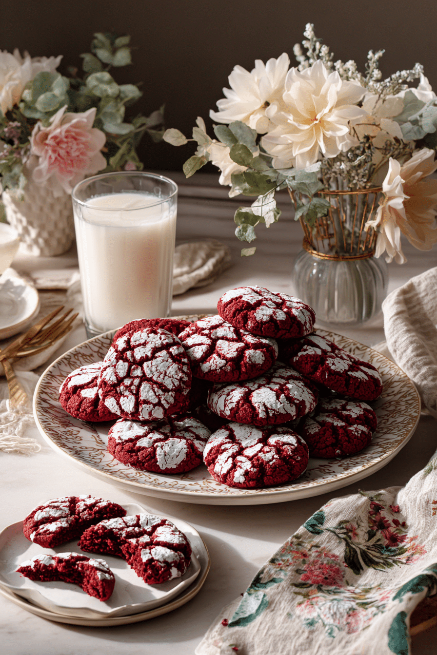 Red Velvet Crinkle Cookies for a Sweet Homemade Treat serving