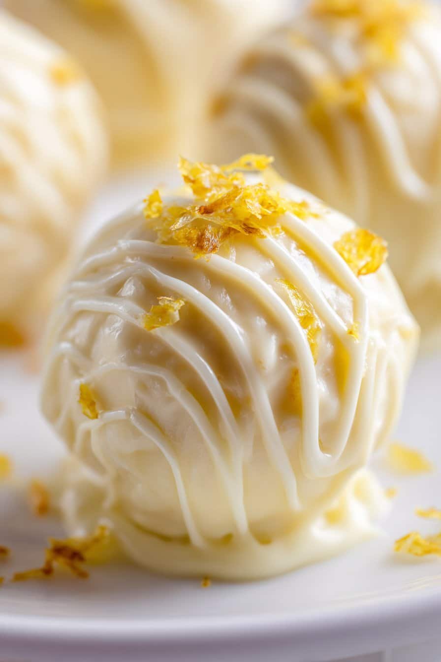 White Chocolate Limoncello Truffles serving