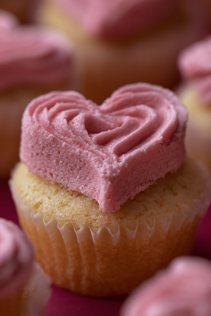 Valentine's Day Heart-Shaped Cupcakes instructions process