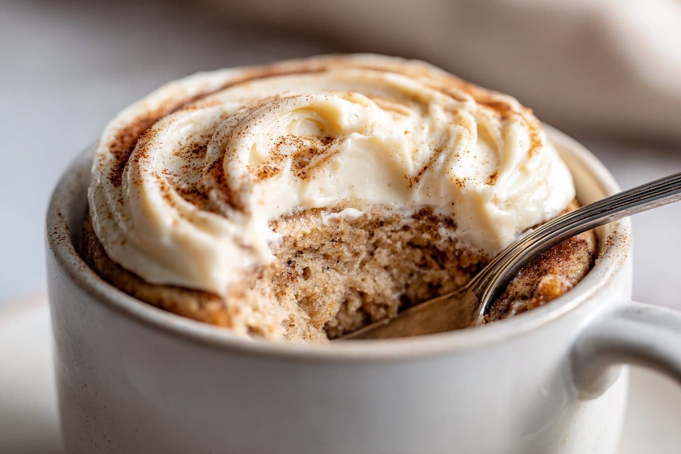 Protein Cinnamon Roll Mug Cake featured