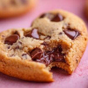 Heart Shaped Chocolate Chip Cookies recipe card