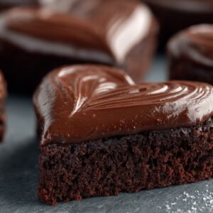 Heart Shaped Brownies with Chocolate Frosting recipe card