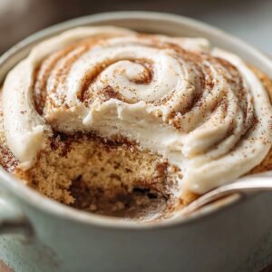 Protein Cinnamon Roll Mug Cake recipe card