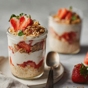 Strawberry Cheesecake Overnight Oats recipe card