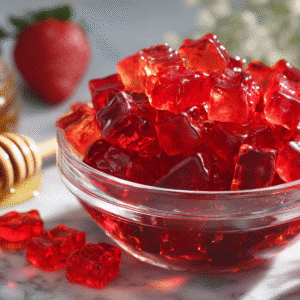 Homemade Healthy Strawberry Gummy Bears recipe card