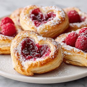 Raspberry Heart Danishes recipe card