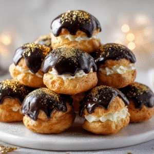 Gold-Dusted Chocolate Profiteroles - Emma's Cake Studio | Recipe | Desserts, Chocolate desserts, Cooking chocolate recipe card