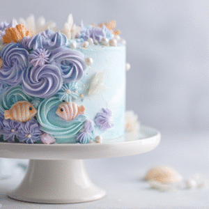 Easy Pisces Baby Cake recipe card