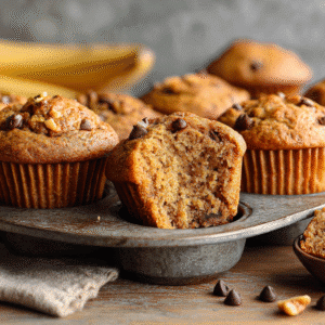 Peanut Butter Banana Muffins recipe card