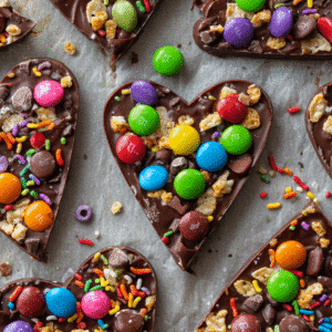 Delectable Chocolate Bark Hearts for a Sweet Valentine's Day recipe card