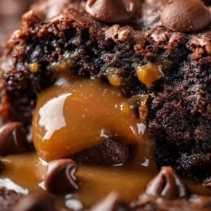 Chocolate Caramel Dump Cake recipe card
