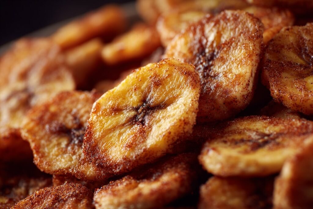 Cinnamon-Sugar Air Fryer Banana Chips featured