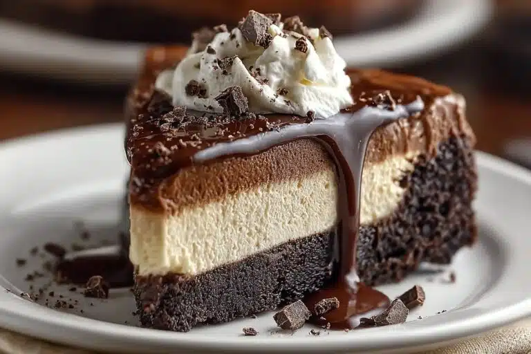 Decadent Brownie Bottom Cheesecake featured