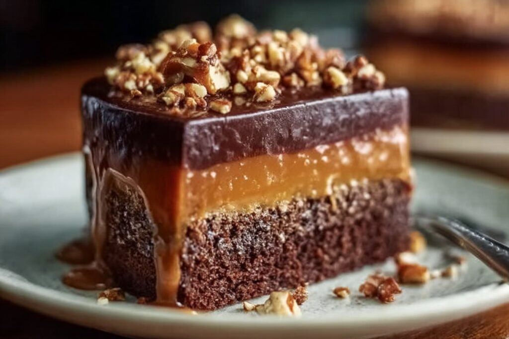 Chocolate Caramel Toffee Crunch Cake featured