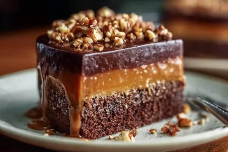 Chocolate Caramel Toffee Crunch Cake featured