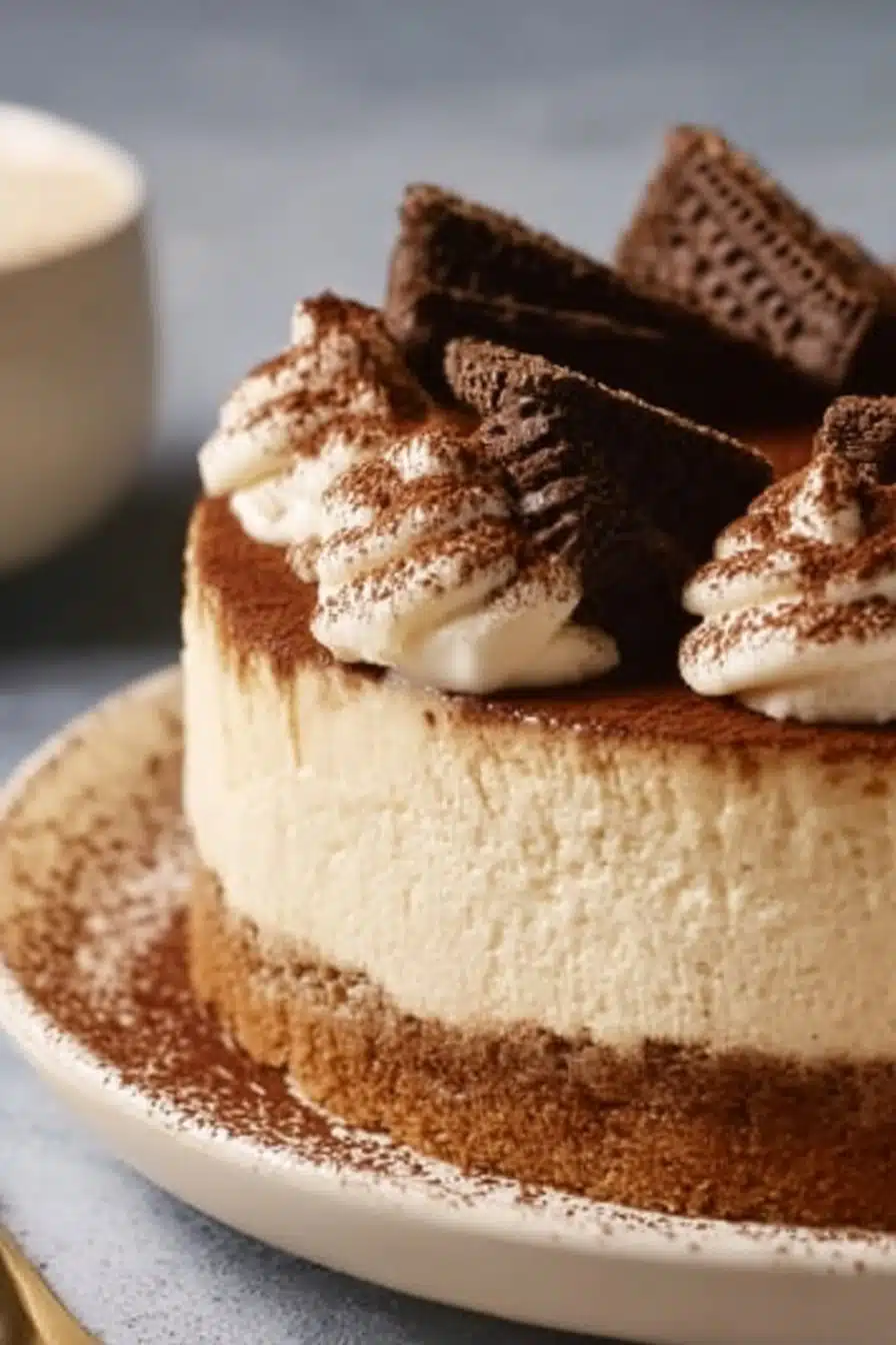 Tiramisu Cold Brew Coffee Cheesecake serving