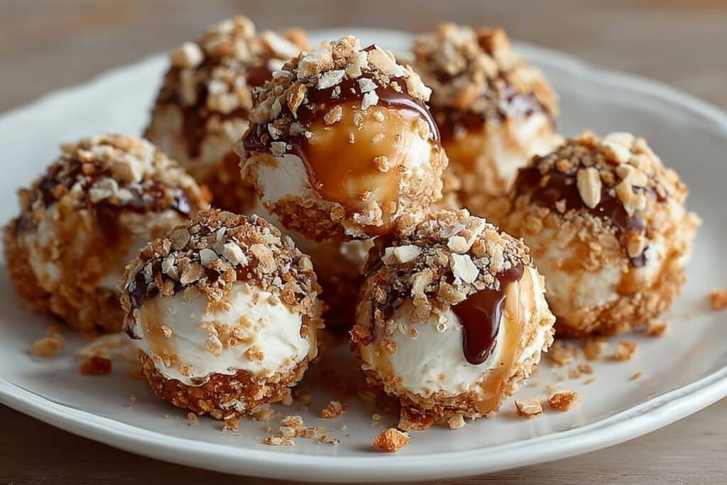 Salted Caramel Pretzel Cheesecake Balls featured