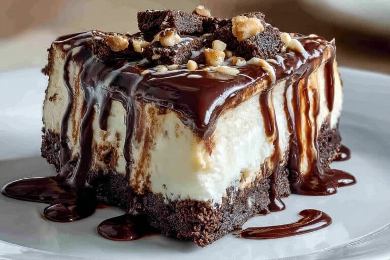 Hot Fudge Sundae Brownie Cheesecake featured