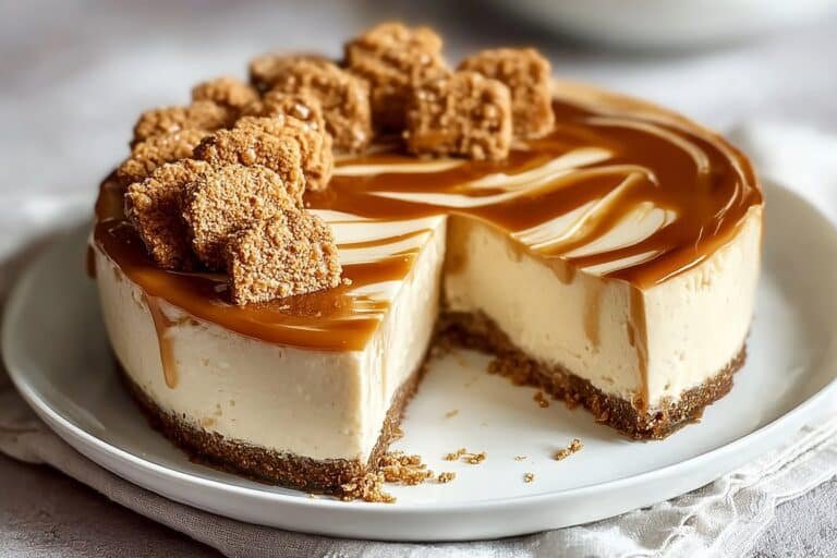 Biscoff Salted Caramel Cheesecake featured