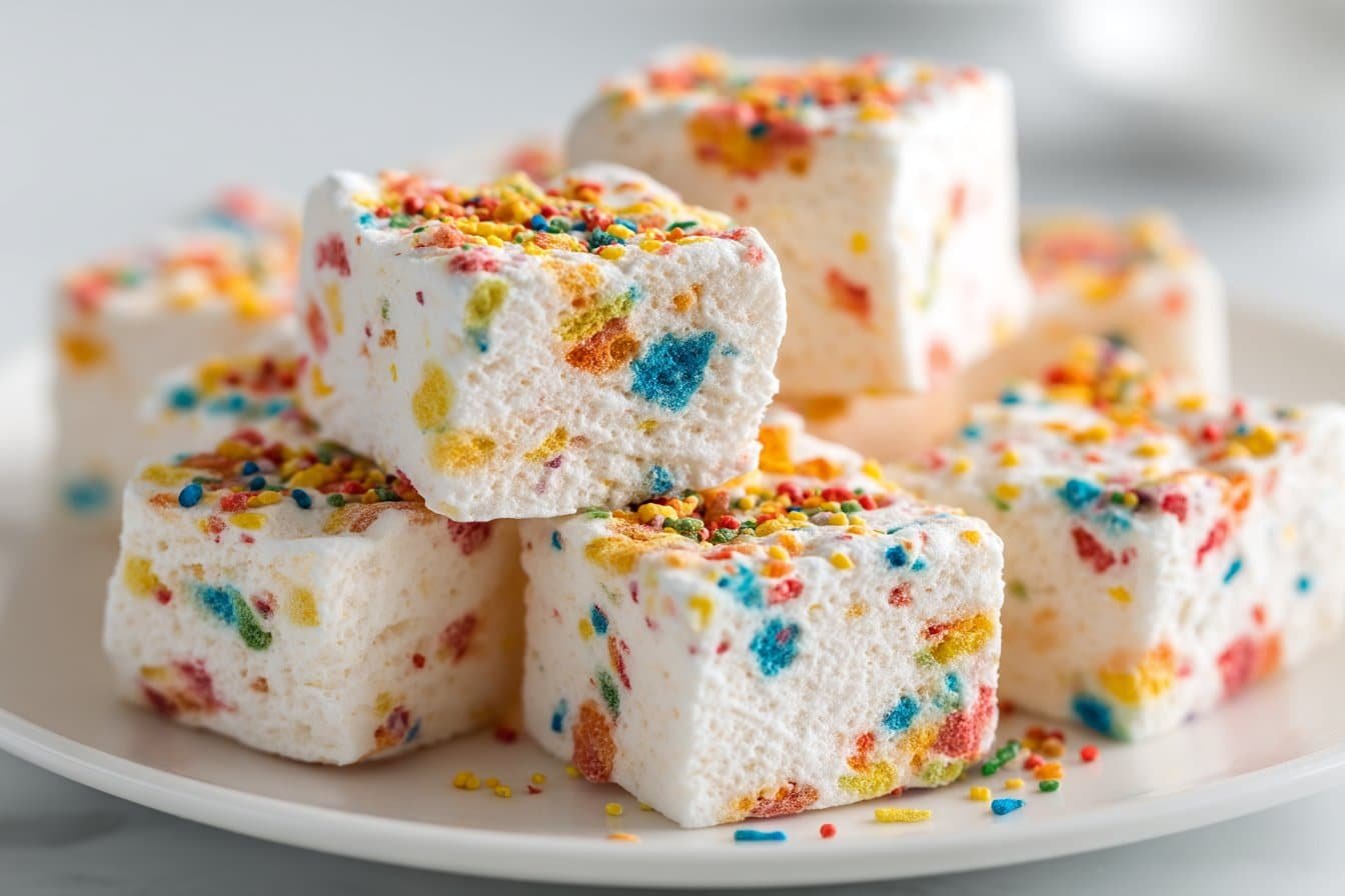 Fruity Pebble Vanilla Marshmallows Cookies featured