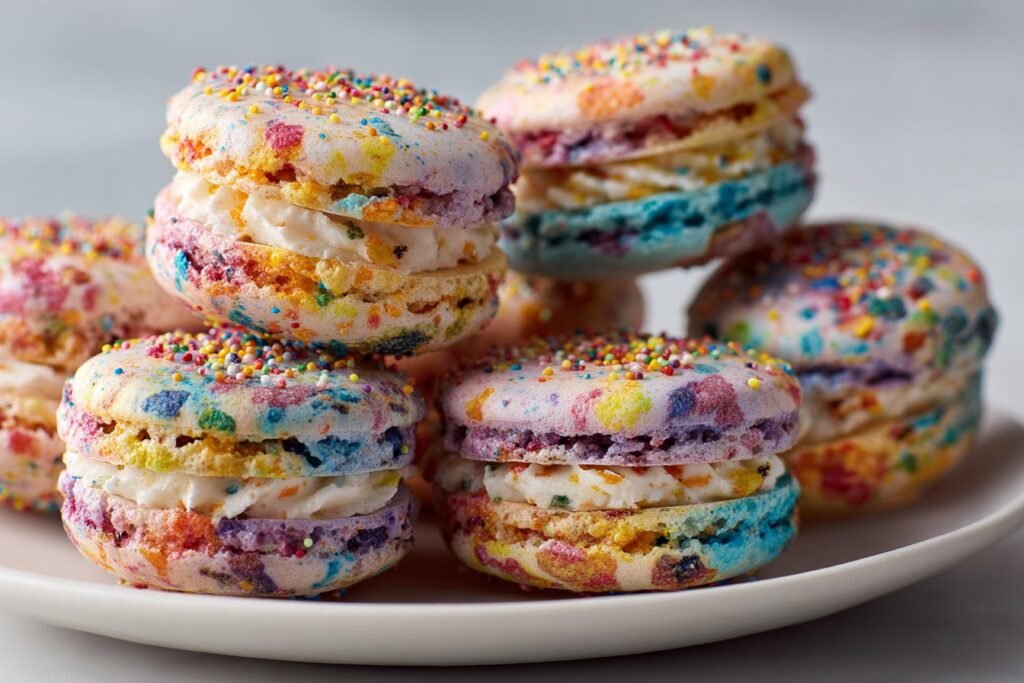Fruity Pebbles Macarons featured