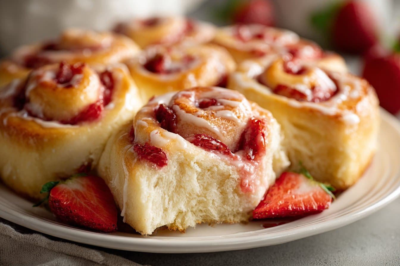 Strawberry Cheesecake Sweet Rolls featured