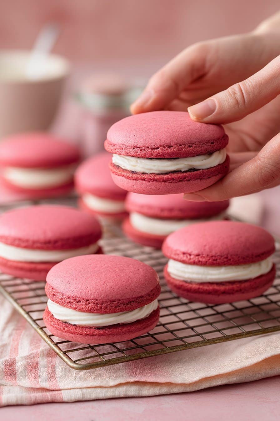 Pink Velvet Whoopie Pies instructions process