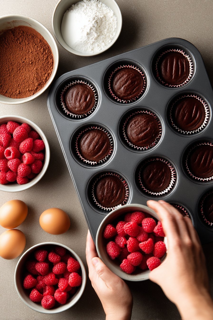 Chocolate Raspberry Cupcakes instructions process