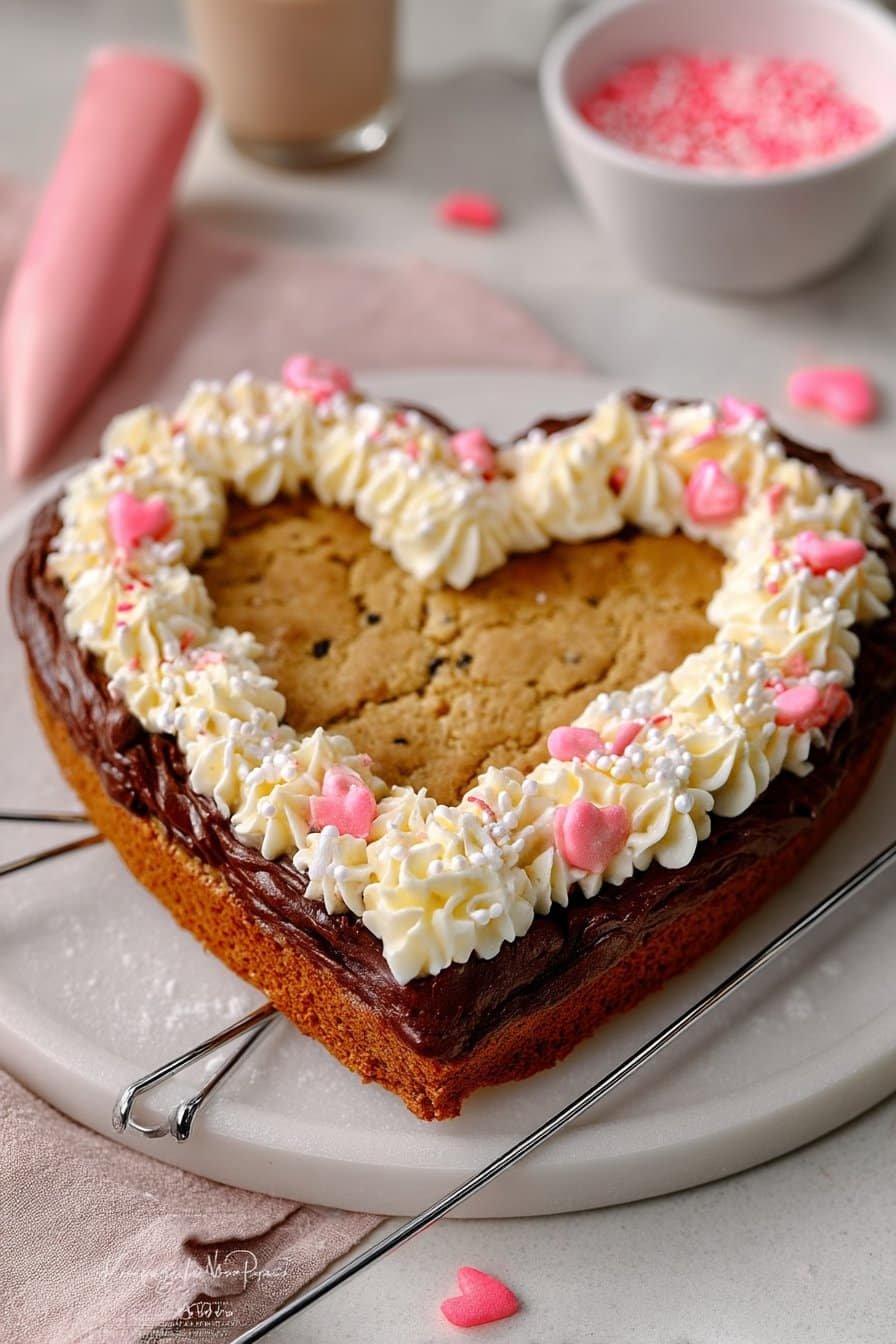 Heart Shaped Cookie Cake serving
