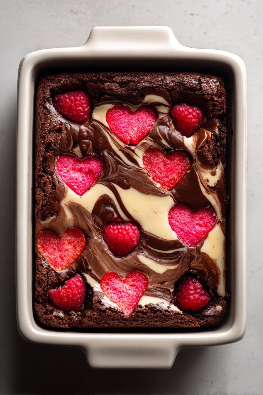 Valentine's Day Cheesecake Brownies instructions process