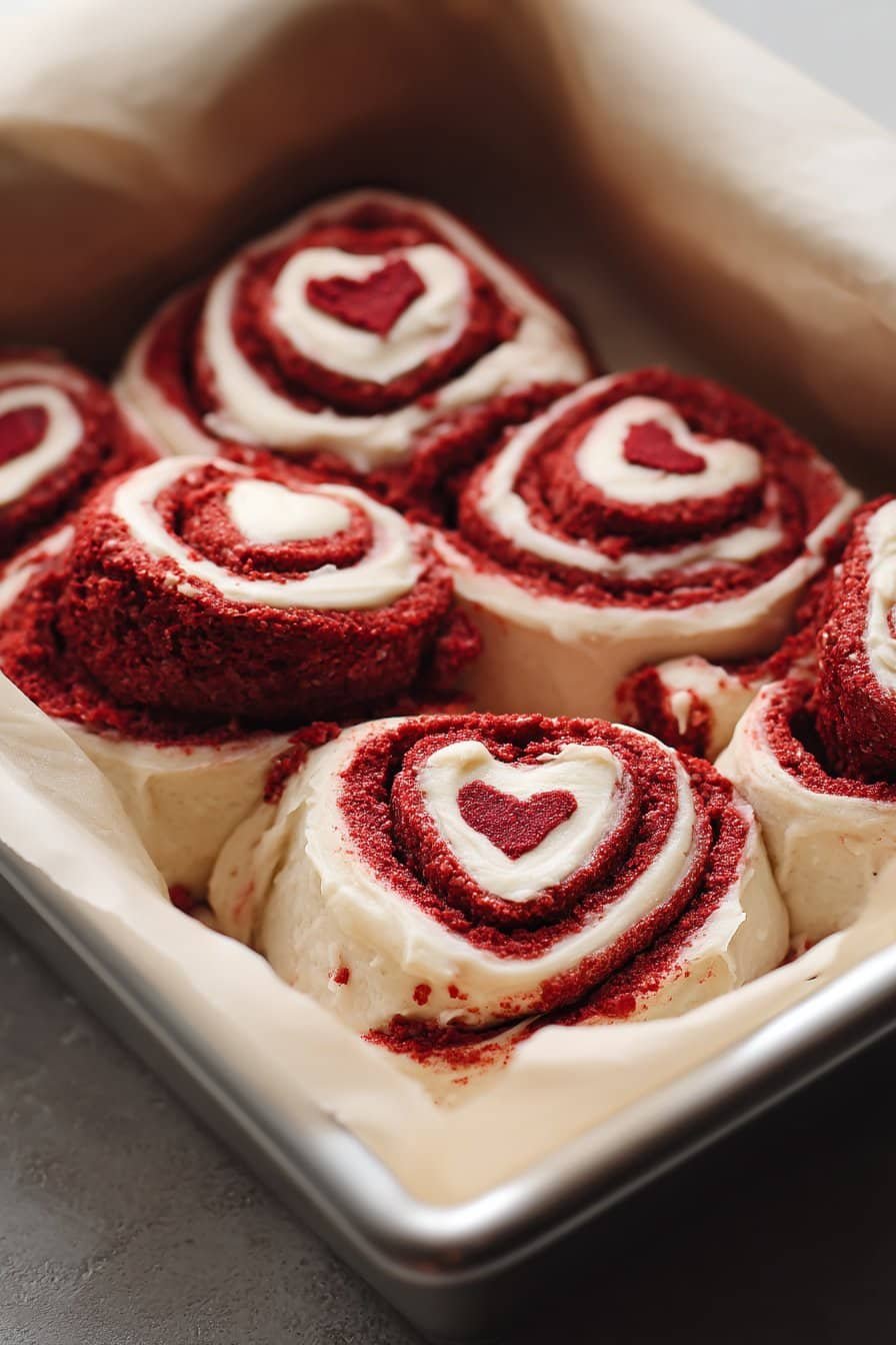 Red Velvet Cinnamon Rolls instructions process