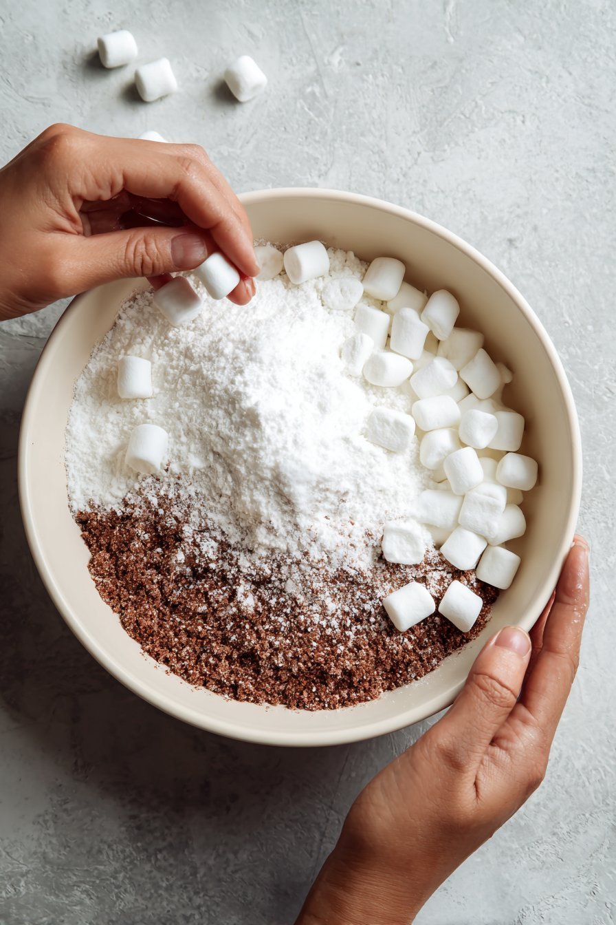 Vanilla Marshmallows Crunch Brownies with Peanut Butter Rice Krispies instructions process