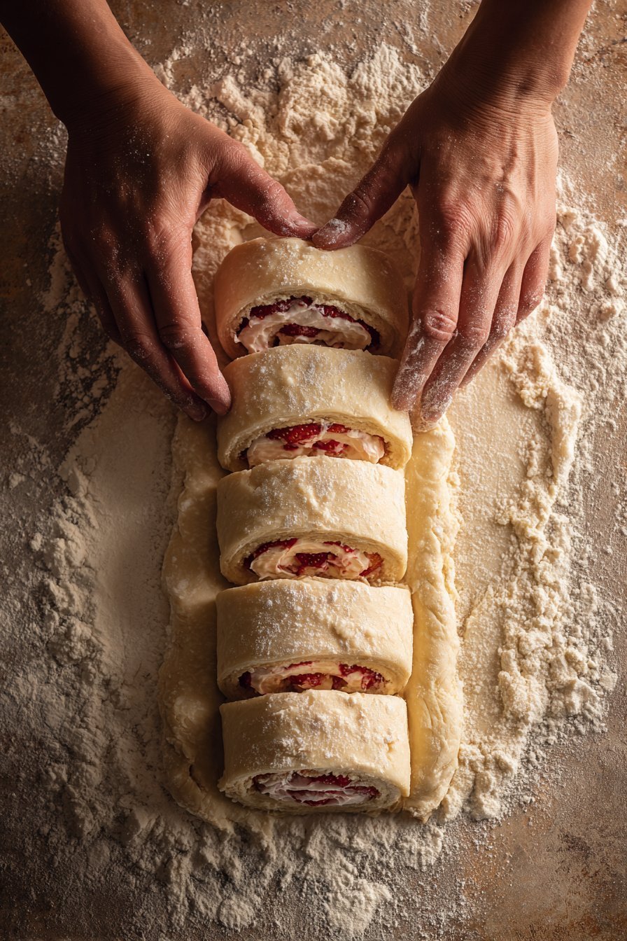 Strawberry Cheesecake Sweet Rolls instructions process