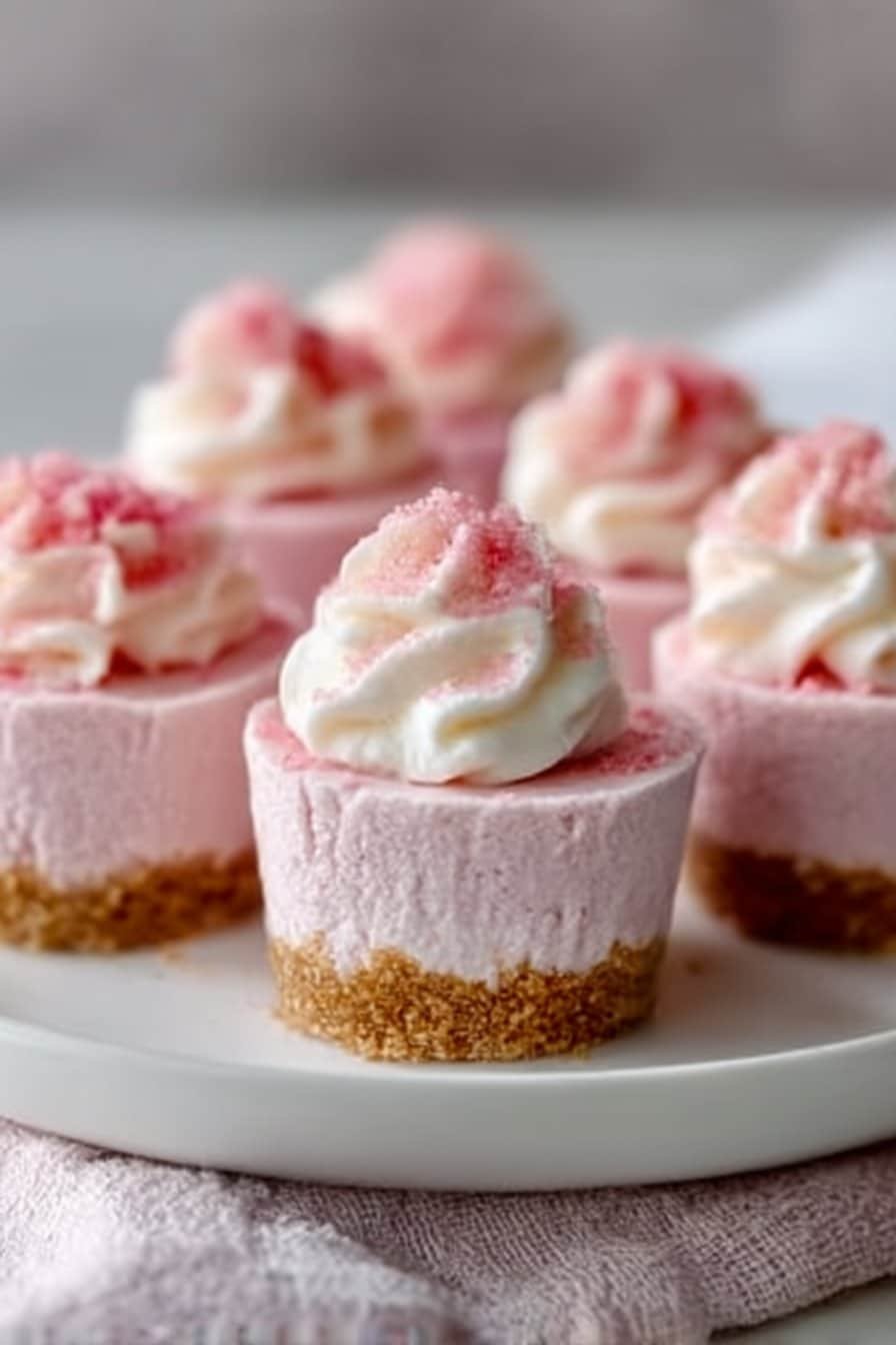 Pink Velvet Cheesecake Bites serving