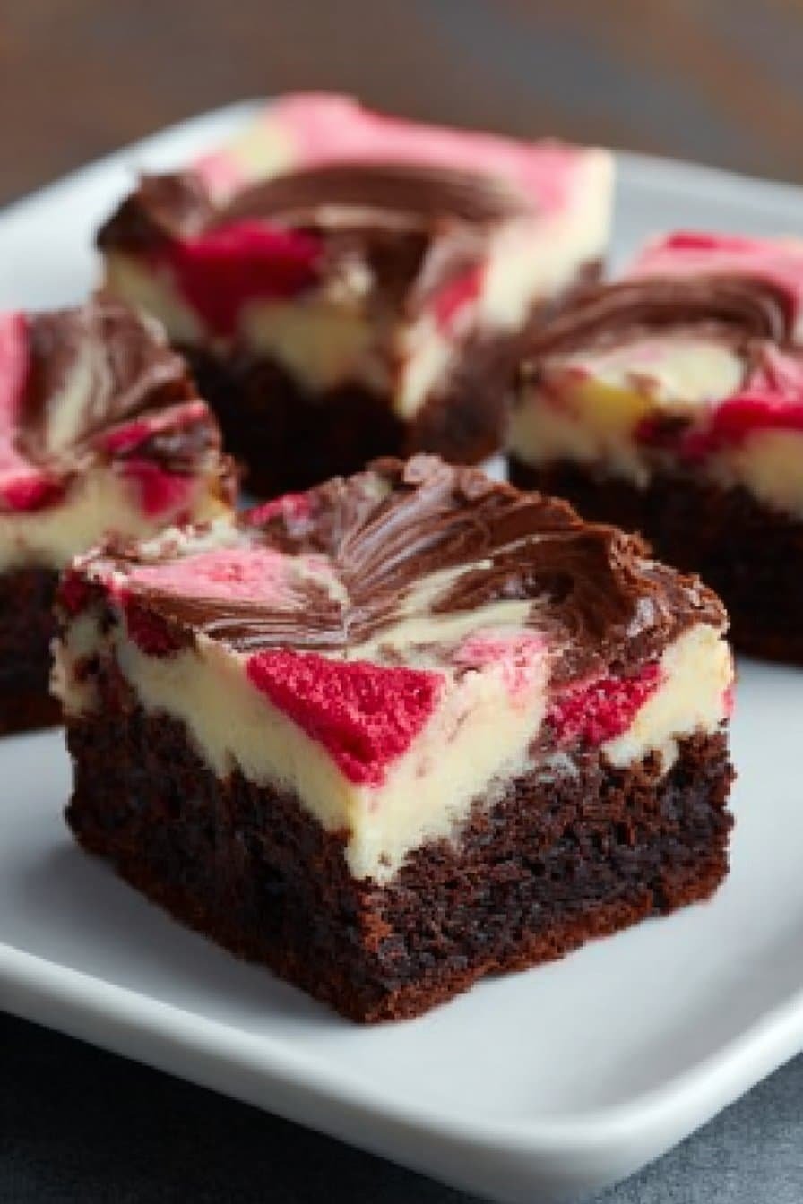 Valentine's Day Cheesecake Brownies serving