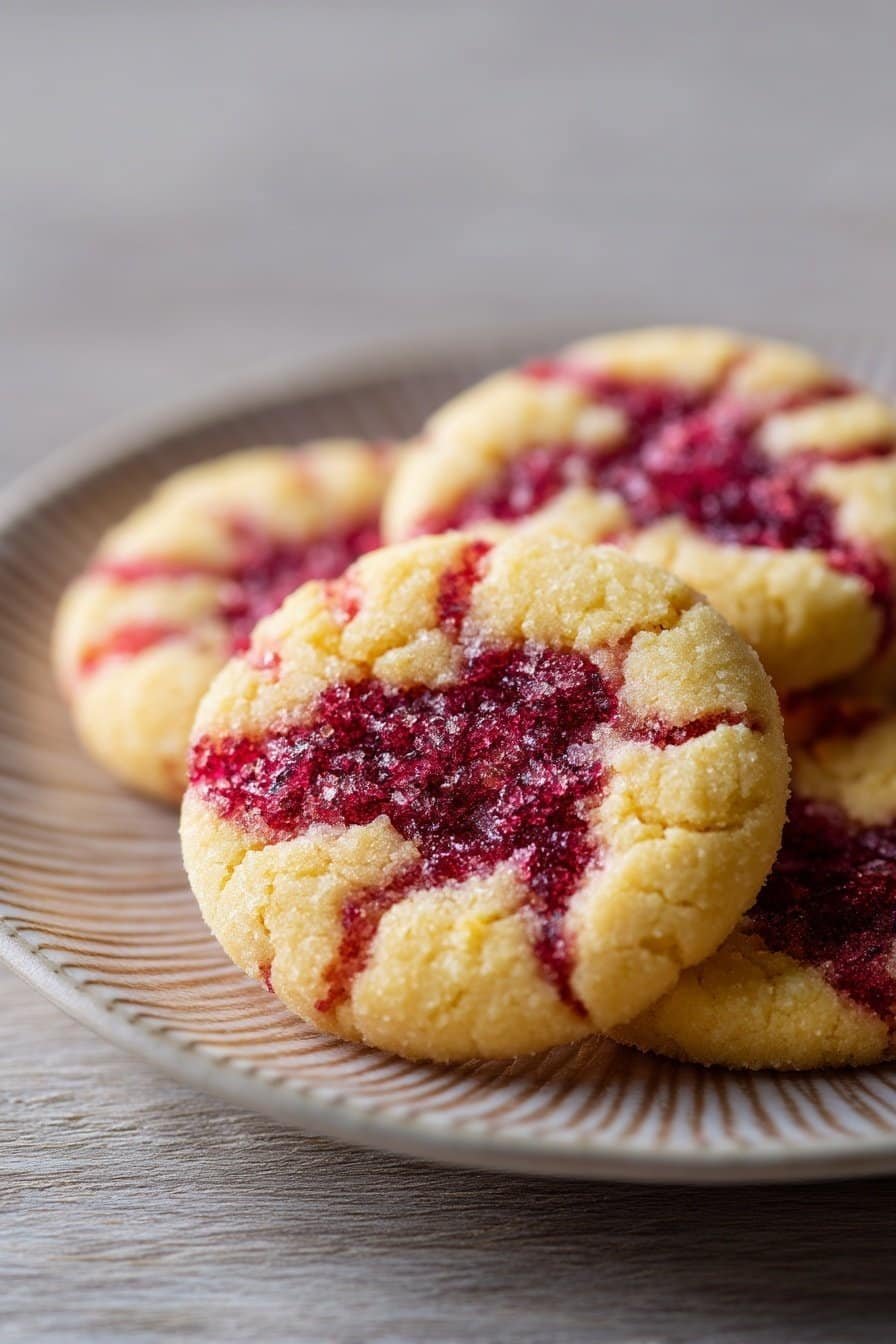 Raspberry Lemon Chewy Butter Cookies serving