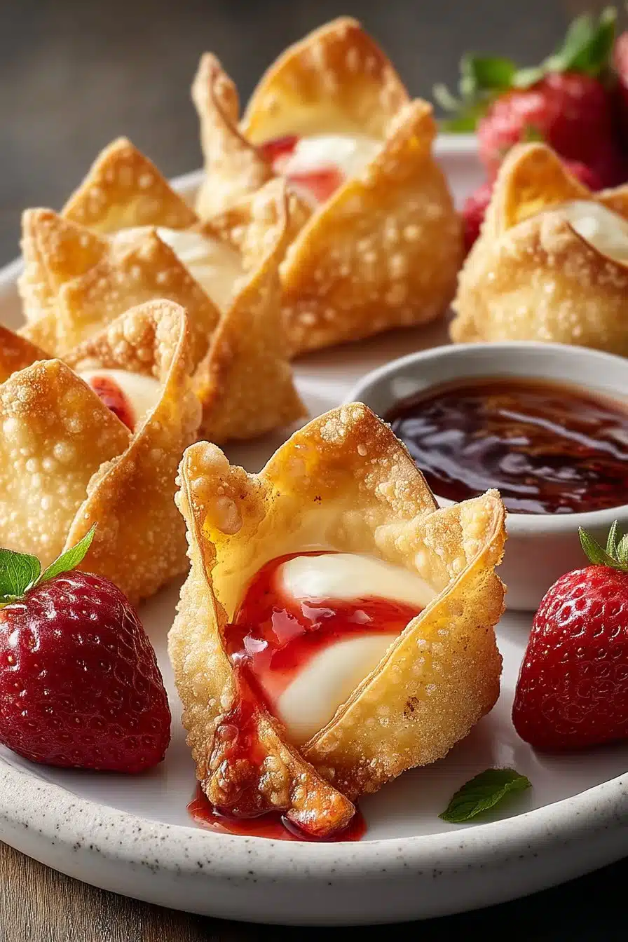 Strawberry Cheesecake Wontons serving