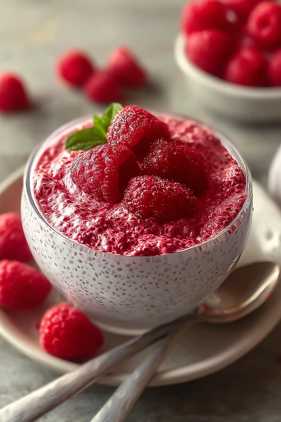 Raspberry Chia Seed Pudding serving