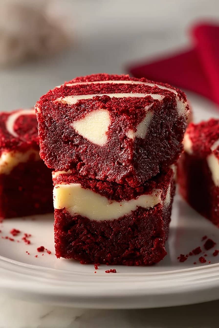 Red Velvet Brownie Bites serving