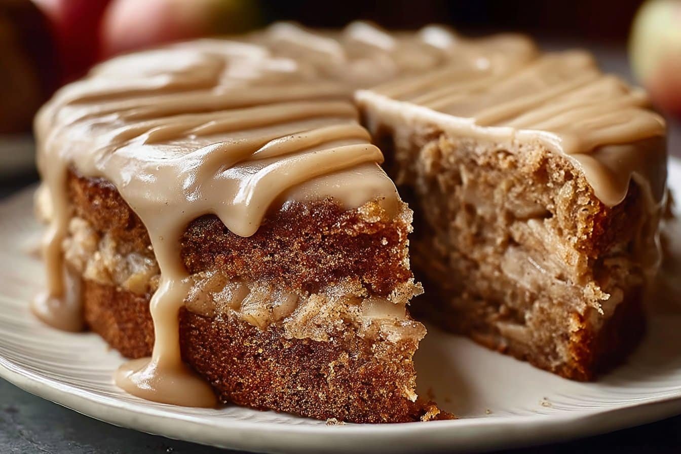 Apple Spice Cake with Brown Sugar Icing featured