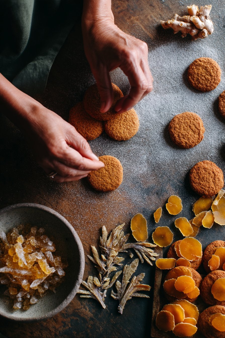 Orange Ginger Cookies with Crystallized Ginger instructions process
