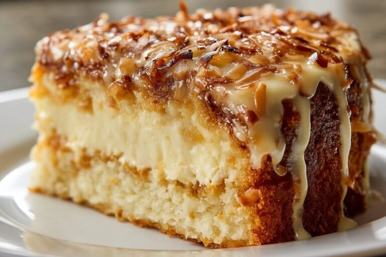 White German Chocolate Cake with Cheesecake Center featured