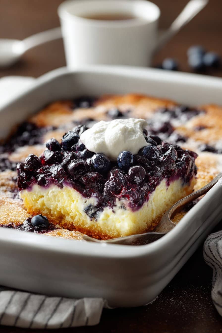 Blueberry Cheesecake Dump Cake serving