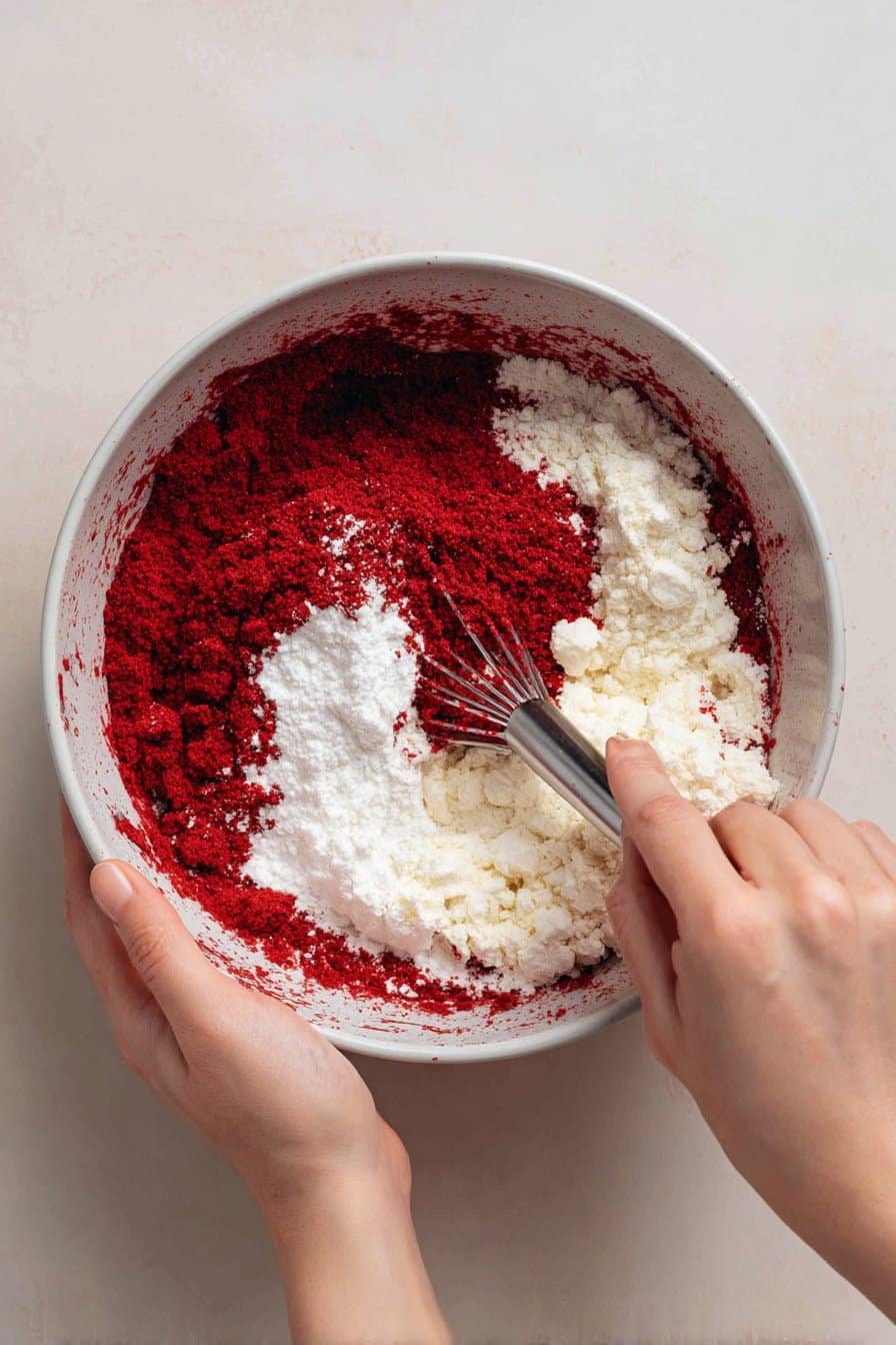 Red Velvet Cookie Bars instructions process