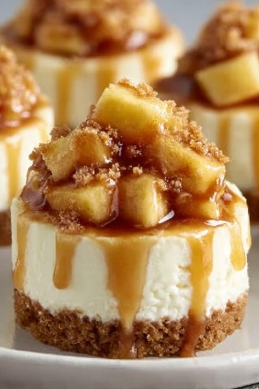 Mini Caramel Apple Cheesecake Bites serving