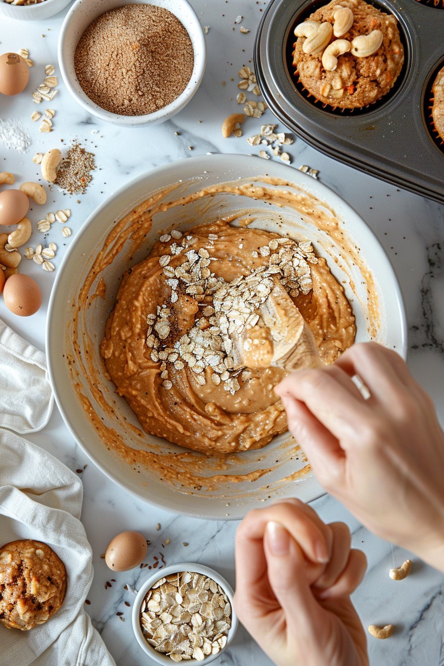 Easy One-Bowl Carrot Oatmeal Muffins instructions process