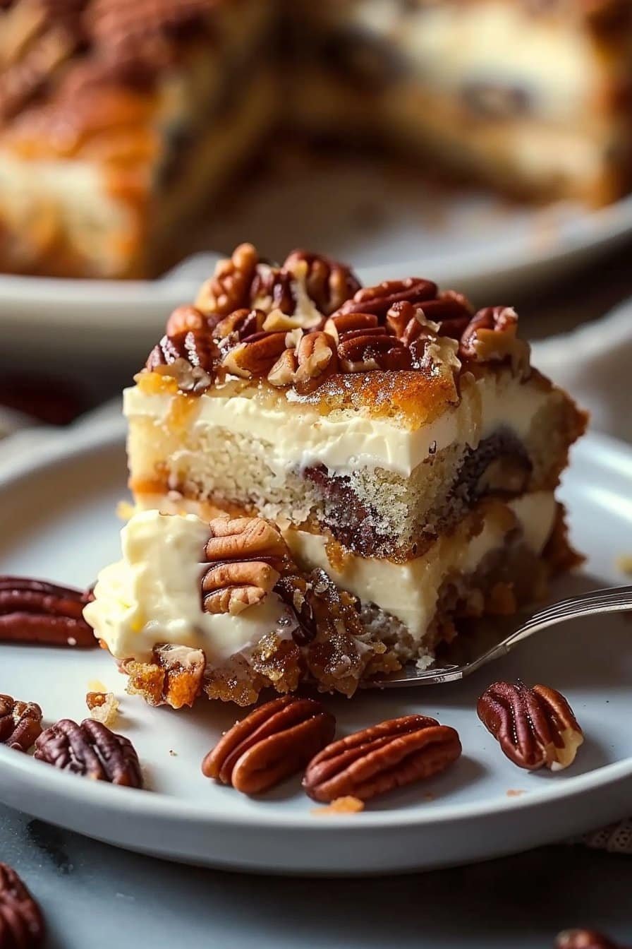 Gooey Butter Pecan Cake serving