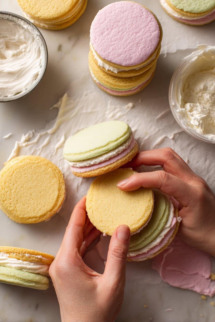 Pastel Sugar Cookie Sandwiches instructions process